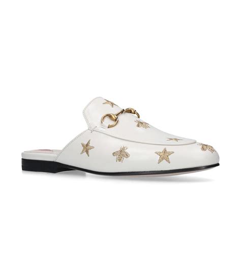 gucci palm slippers white|Gucci princetown embroidered leather slipper.